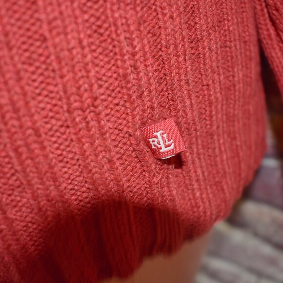 Ralph Lauren Medium Silk V neck Ribbed Sweater Cardigan Silk Linen Blend - Picture 8 of 11